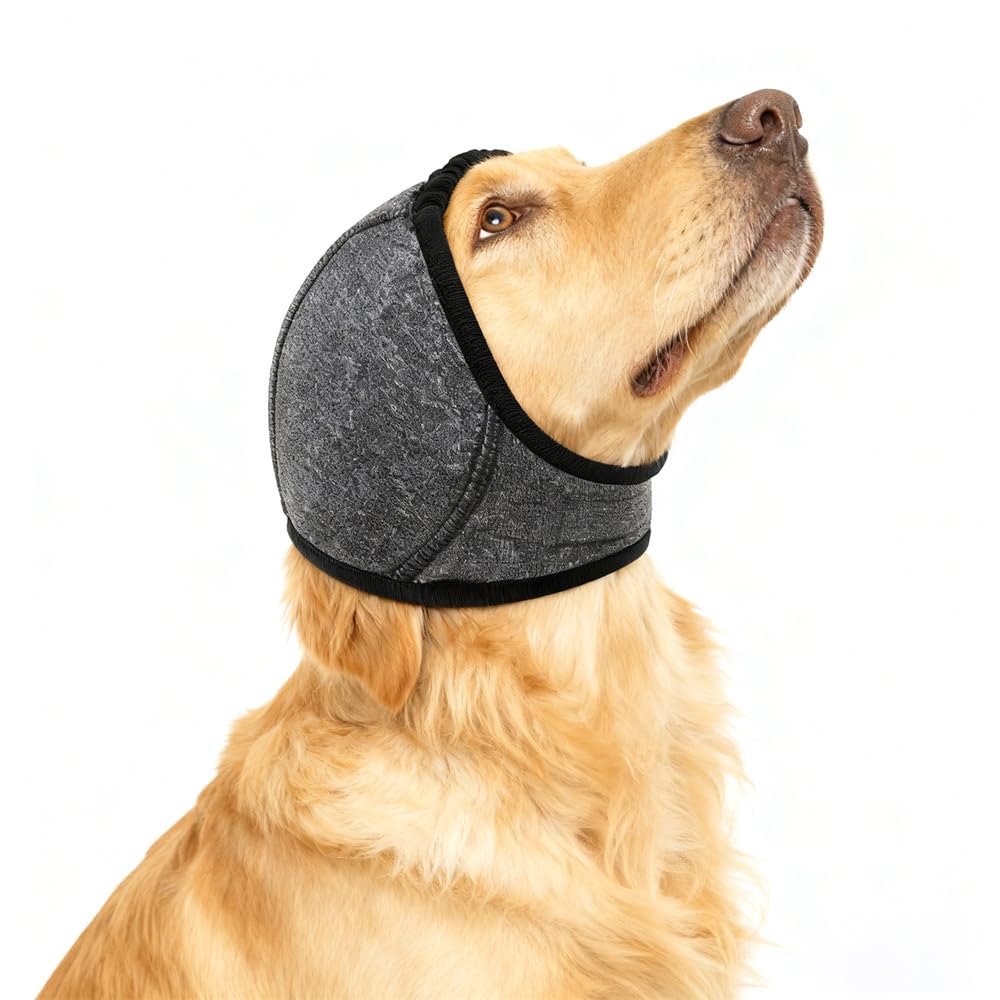 XFSRG Dog Ear Muffs Anxiety Relief Cover and Adjustable Ear Protectors for Calming Dogs(Gray/M)