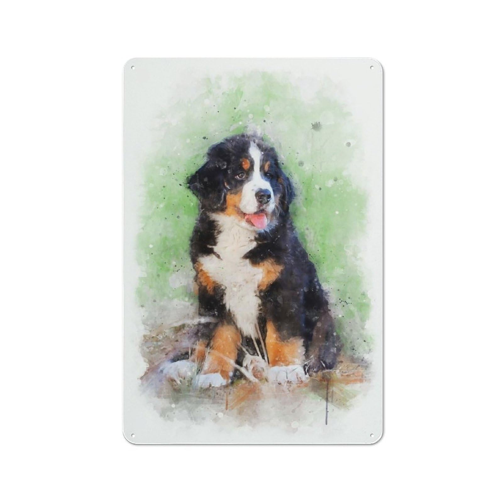 Junmoney Style-13 Shop Front Style Bernese Mountain Dog Puppy Decorative Metal Plaque 30X20cm, Shop Wall Decor For Cafe, Bistro, Bakery Or Restaurant