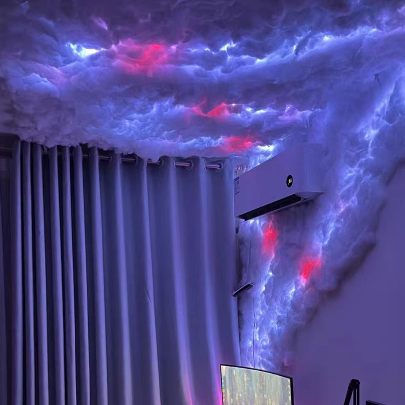 Decorazioni per Luci di Striscia a LED, Luce a Forma di Nuvola di Tuono Fai-da-Te, Kit di Strisce Luminose a LED Che Cambiano Colore RGB, Luce a LED di Nuvola di Tuono 3D,RGB,65ft/20m