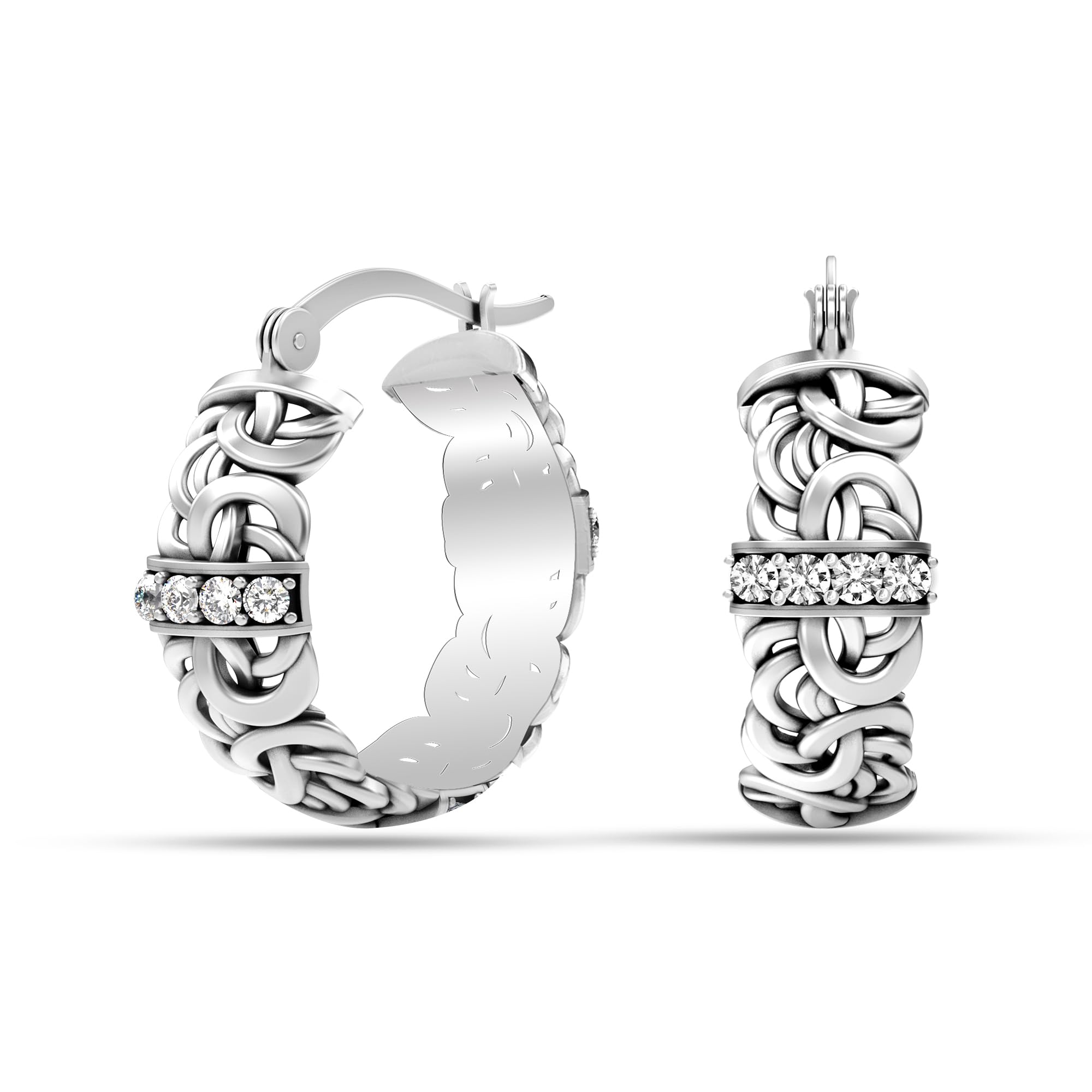 LeCalla Pendientes de aro con cierre de clic de inspiración bizantina antigua, joyería de plata de ley para mujer