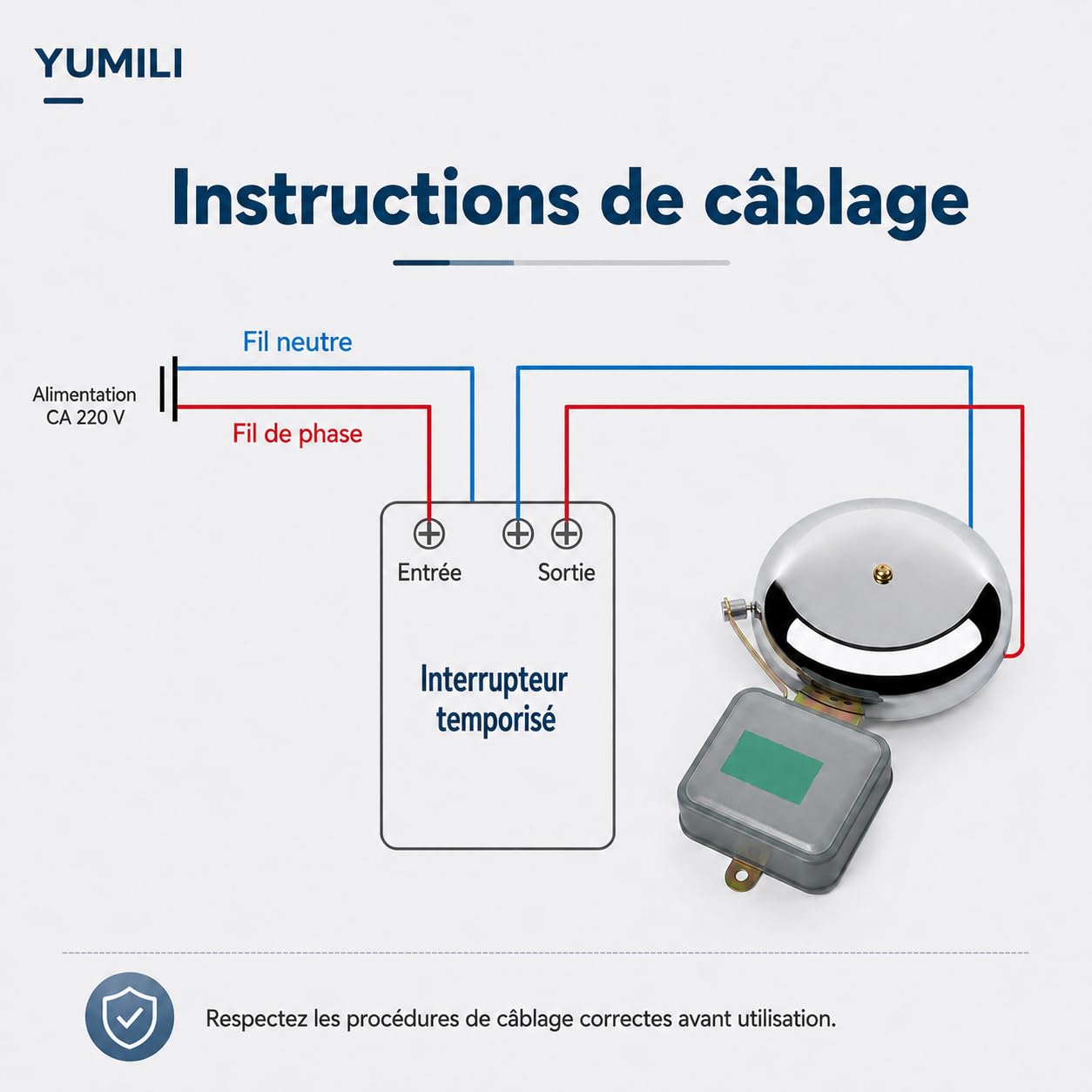 Cloche Électrique, 150mm AC 220V Cloche d'École en Acier Inoxydable Externe, Sans Étincelles Sonnette pour Fixation Murale pour Cloche Service pour les Hôtels, les Écoles, Usine