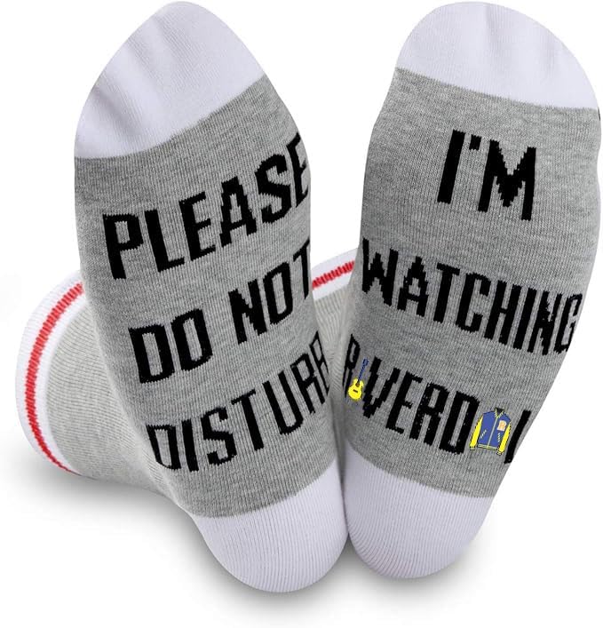 Image of GJTIM 2PAIRS TV Show Series Themed Novelty Crew Socks TV Show Merchandise for Men Women(Watching River)