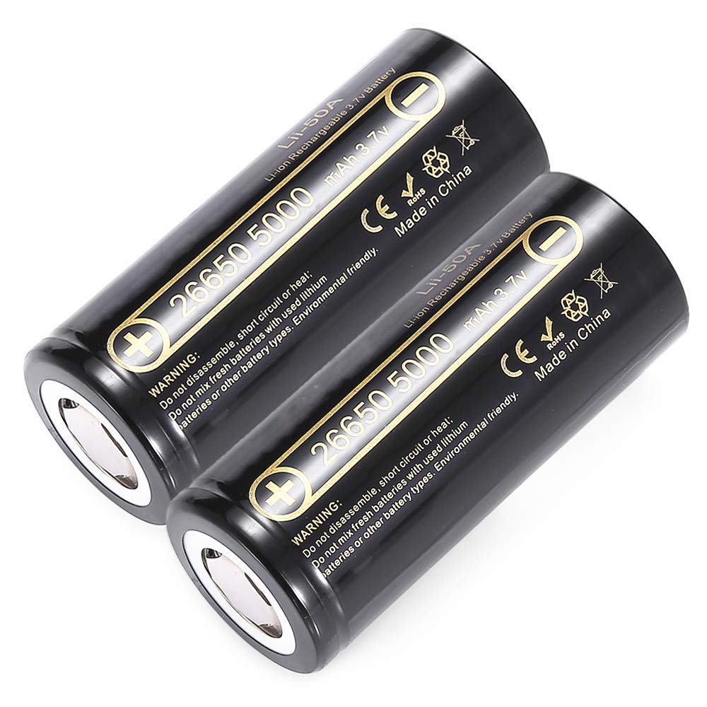 50A Batteria 5000Mah 3.7V Batterie Ricaricabili per La Torcia Elettrica,6pcs