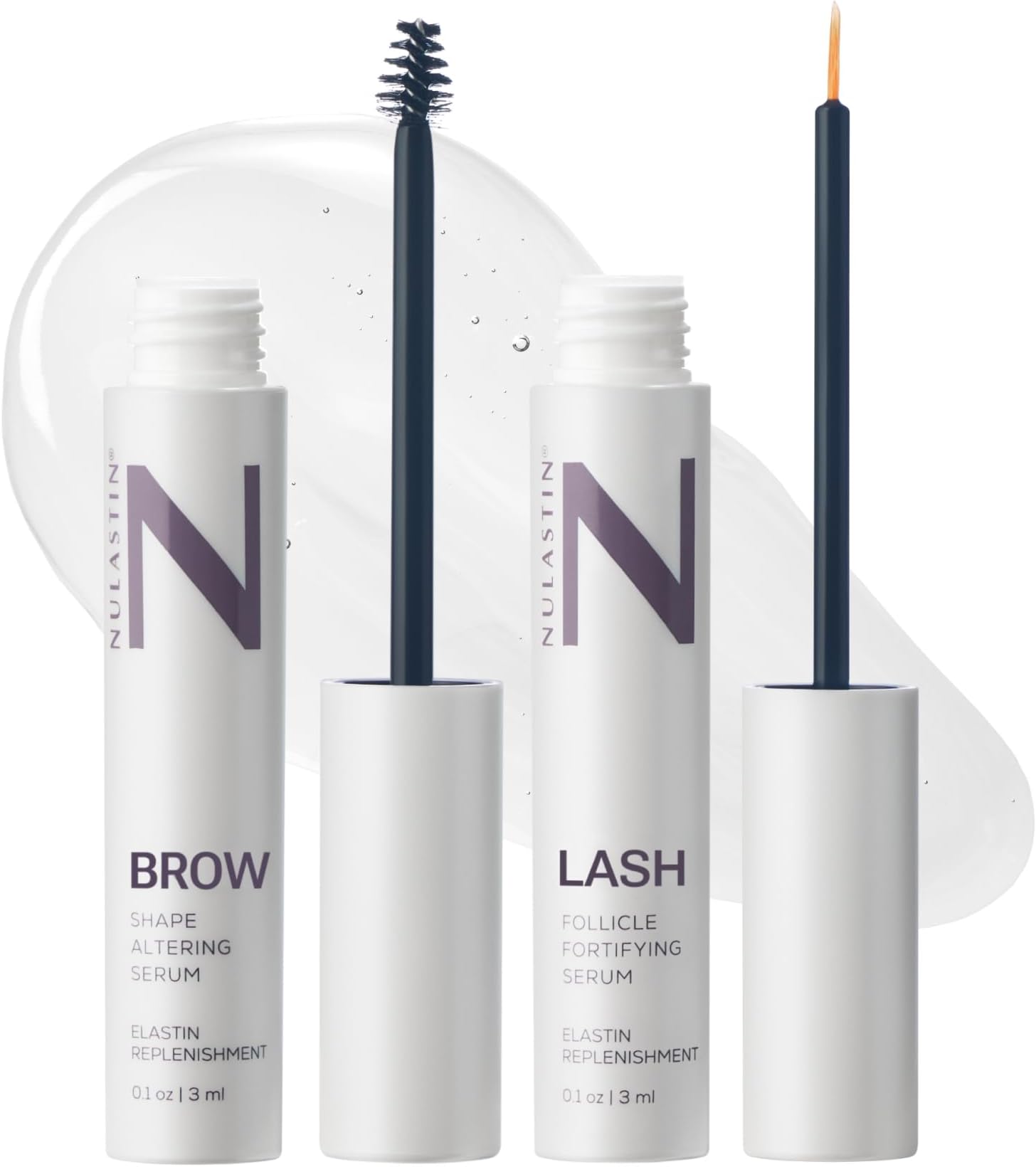 NULASTIN Eyelash Serum & Brow Serum - Lash & Brow Dual System - Eyebrow & Eyelash Enhancing Serums with Keratin & Peptides for Fuller Looking Lashes & Brows (2 Count, 0.1 Fl Oz Each)
