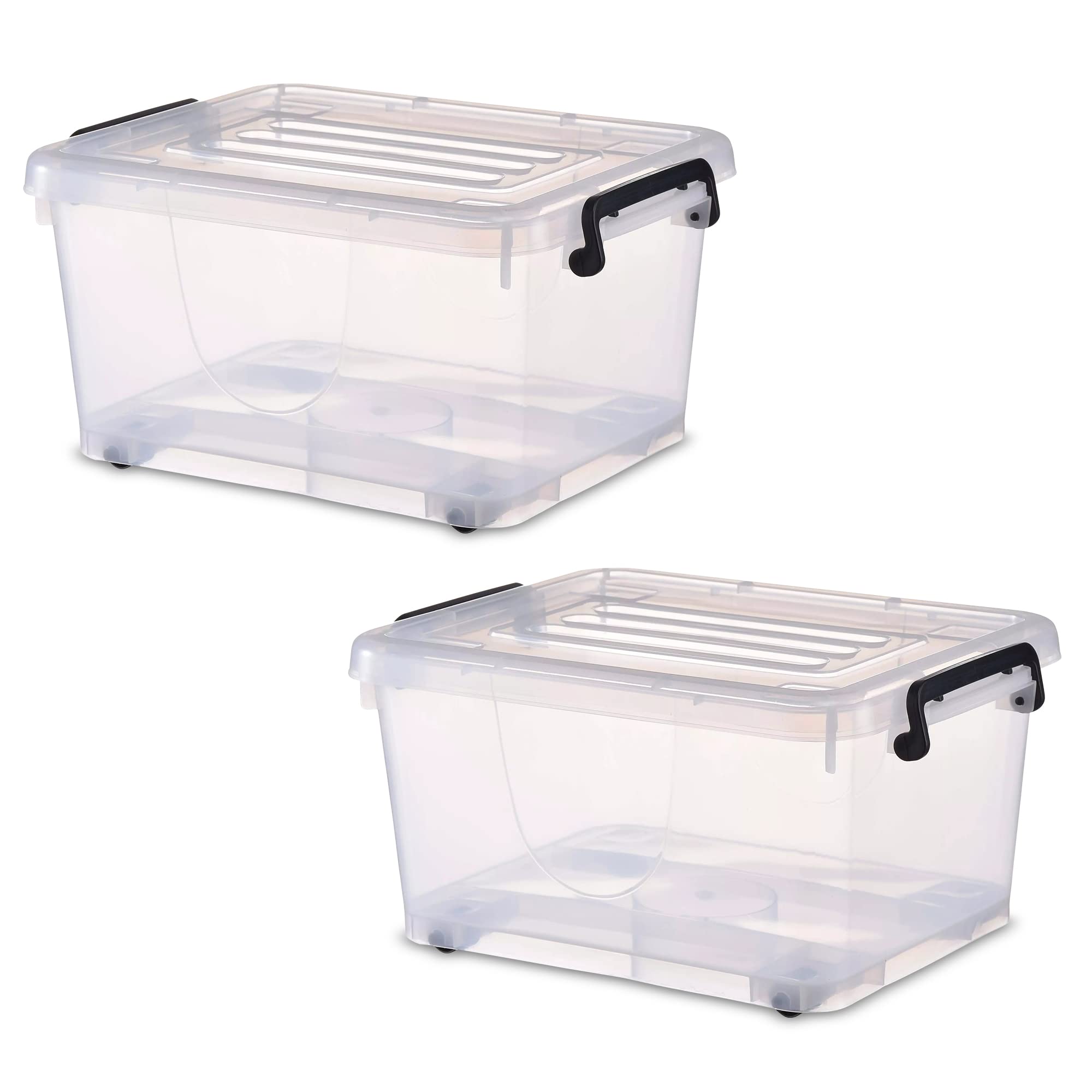 Buy 2 Storage plastic boxes 110L with lid and wheels, for moving