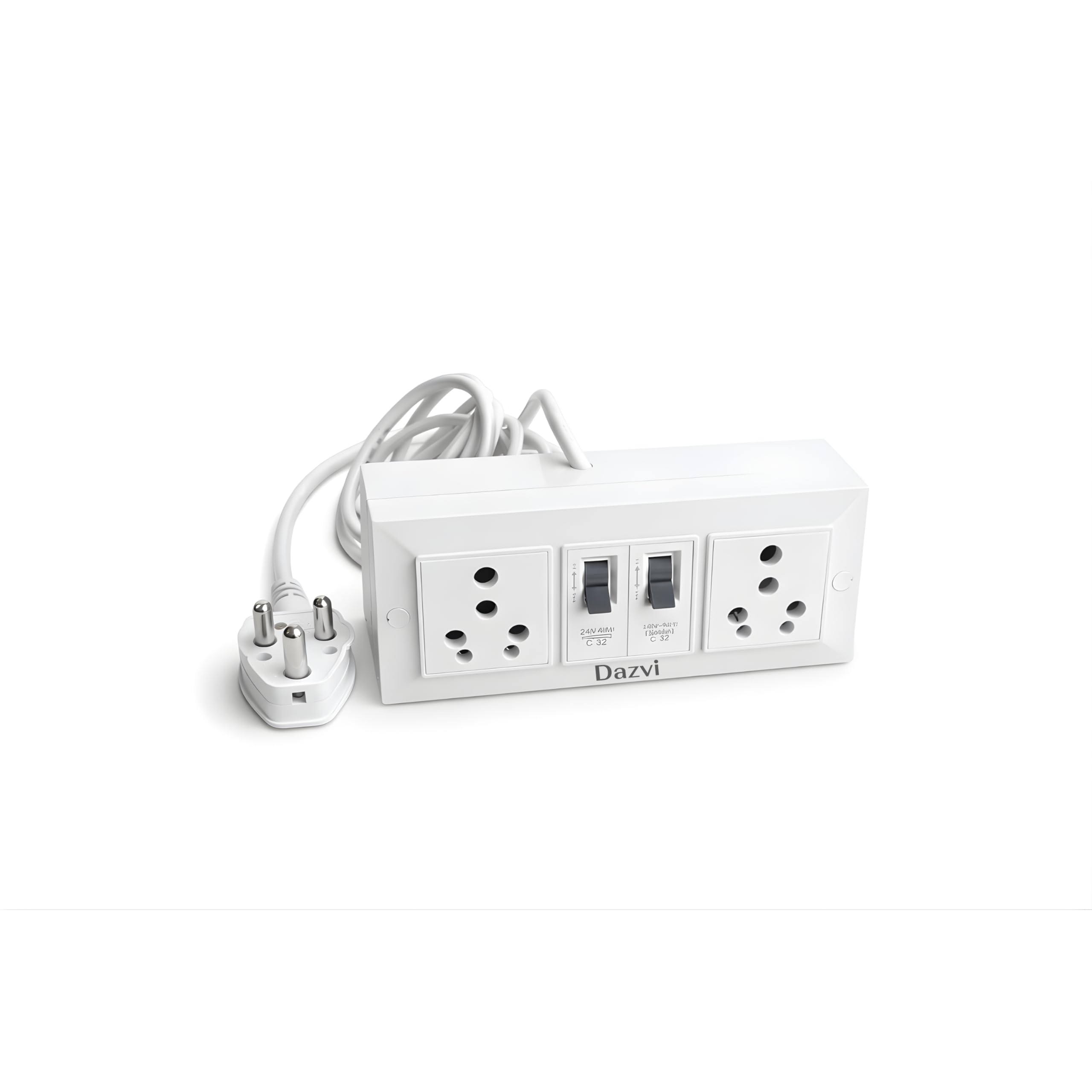 16A Extension Board with 2 Sockets & 2 MCB Switch 3 Pin Plug 2.5 sq mm 3 Core Cable White (3 Meter)-picture-27