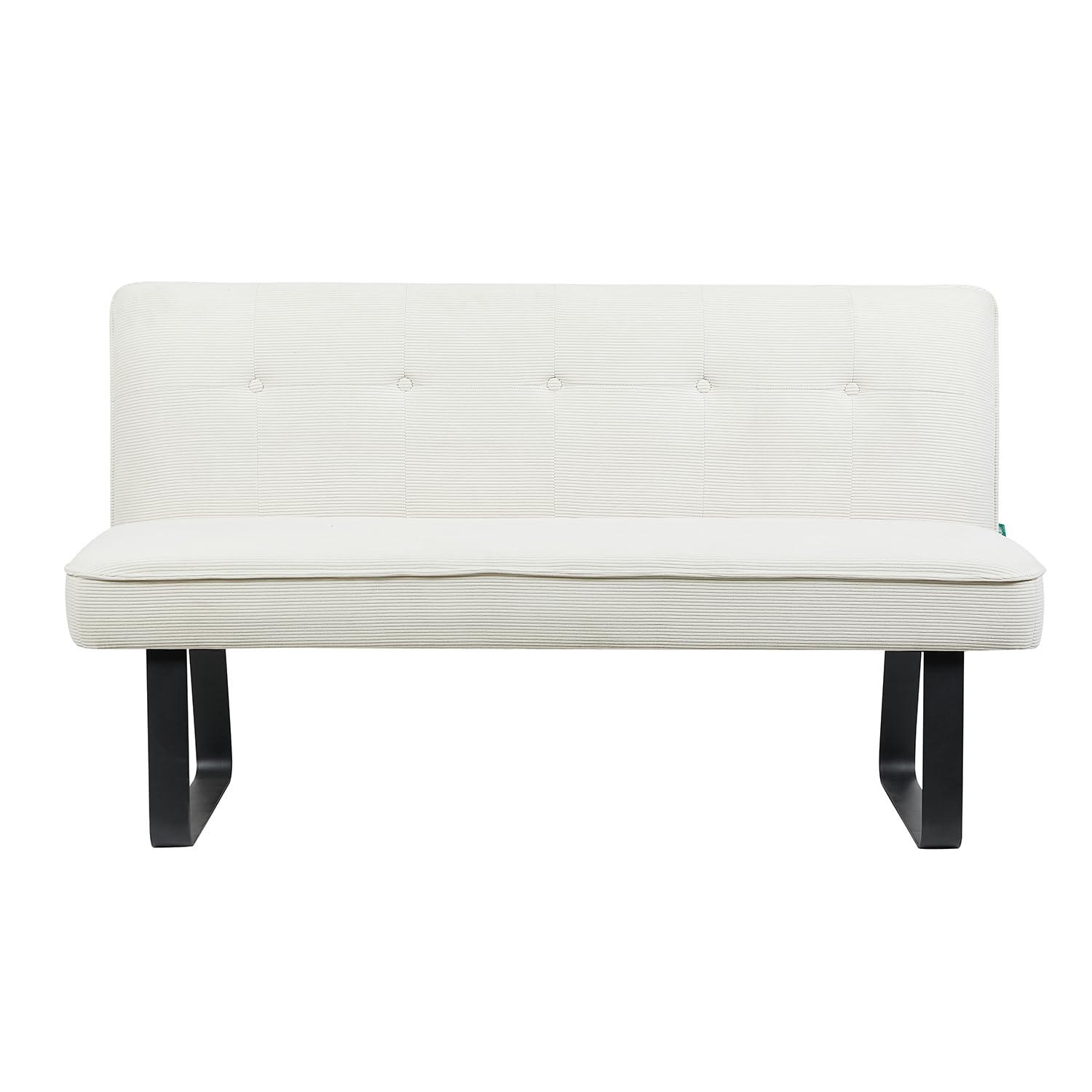 DUBI Möbel Sitzbank Emilia 160 cm mit Federkernpolsterung – Moderne Esszimmerbank Cord Creme – Gepolsterte Küchenbank mit 17 cm Polsterung & Metallbeinen Schwarz