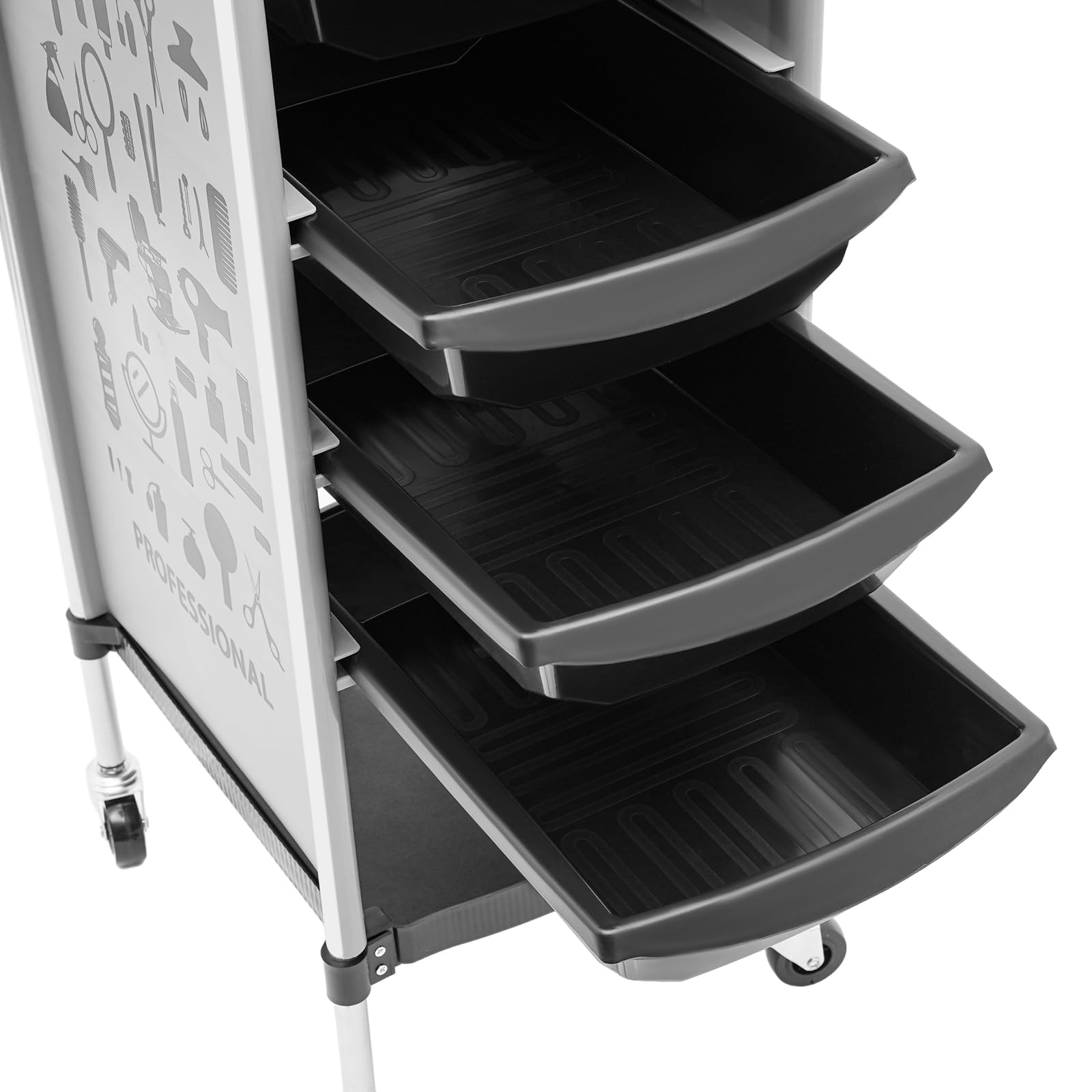 Chariot de coiffure 4 tiroirs roulettes 30 kg 37x34x88 cm blanc