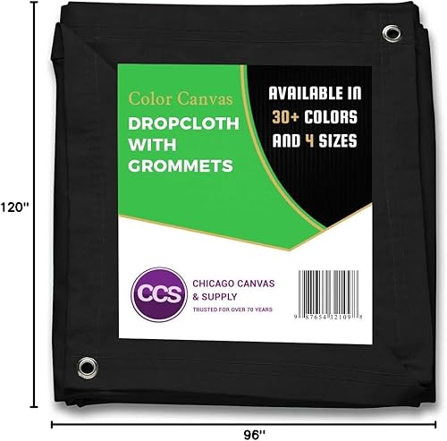 Miniatura 10 de CCS - Tela de lona con ojales, lona de algodón resistente para cortinas, telón de fondo, pintura, cubierta de suelo lavable y reutilizable, sábana