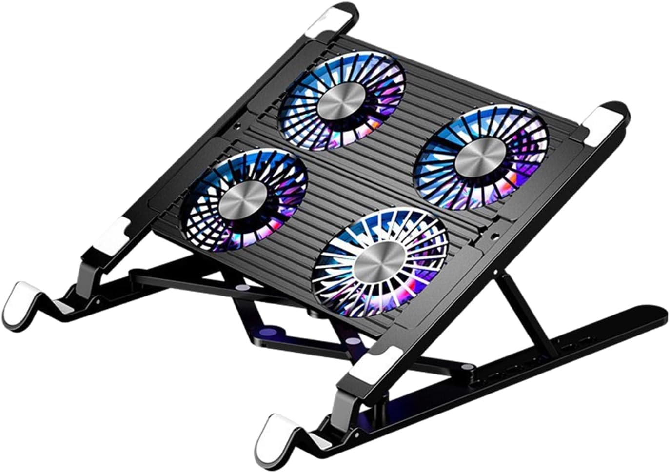 Base De Refrigeración para Portátil, Soporte con Ventilador Silencioso Y Base De Altura Ajustable, Disipación De Calor Rápida, Optimizador De Flujo De Aire Four Fan Model