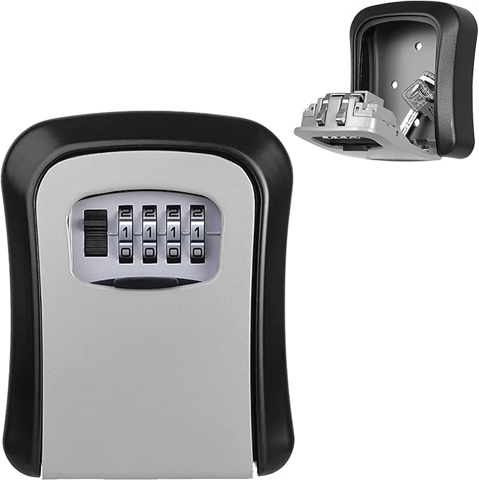 Key Safe Wall Mounted, Key Lock Box Outdoor, Combination Key Safe Lock