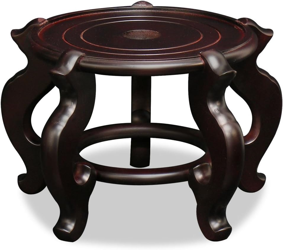 ChinaFurnitureOnline 7.5 Inch Dark Brown Chinese Wooden Planter Stand