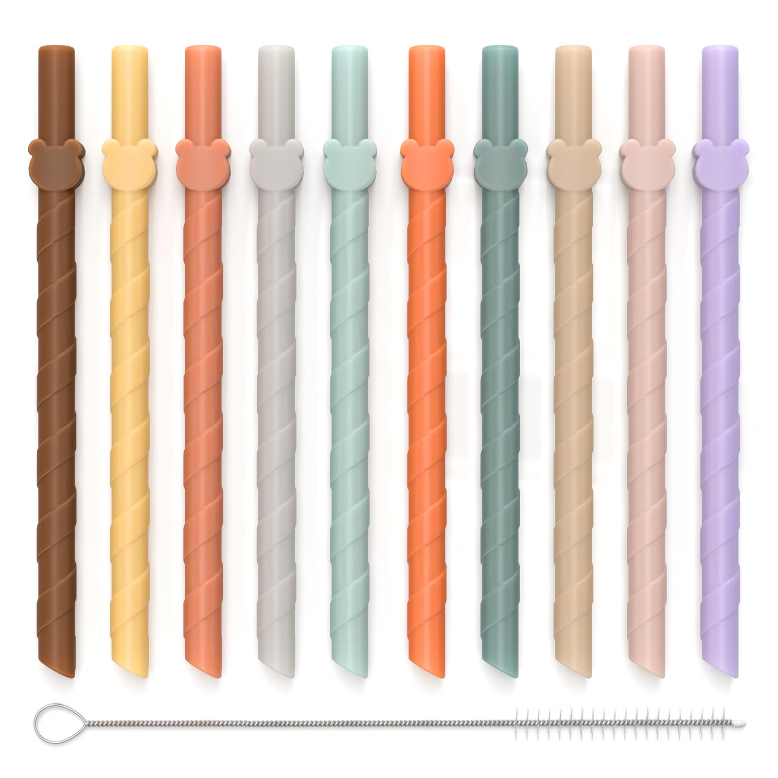 Photo 1 of Miniguysa Reusable Silicone Straws - 10 PCS, Multicolor
