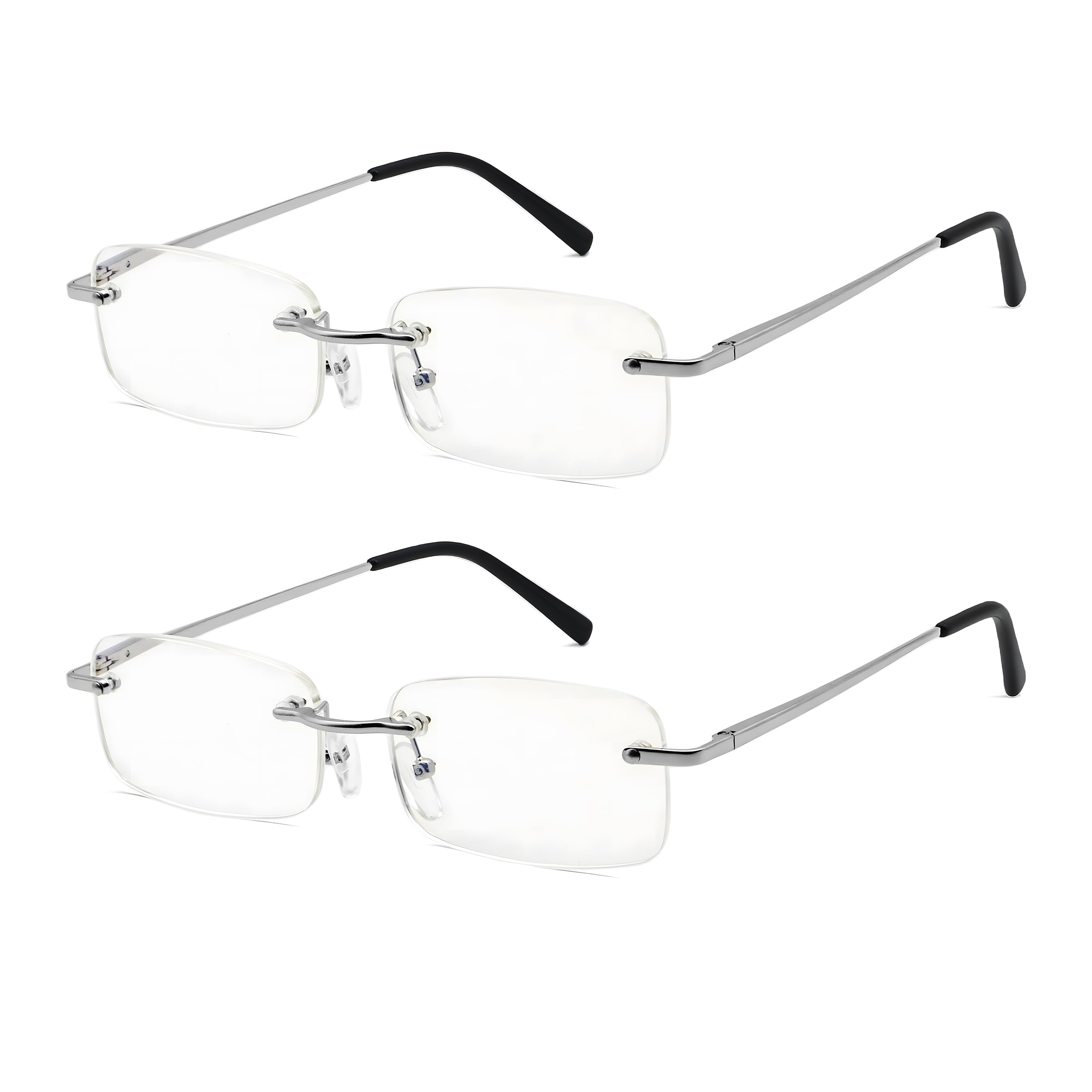 Gafas de lectura sin marco, para lectura de computadora, bloqueo de luz azul, lentes sin montura para hombres y mujeres