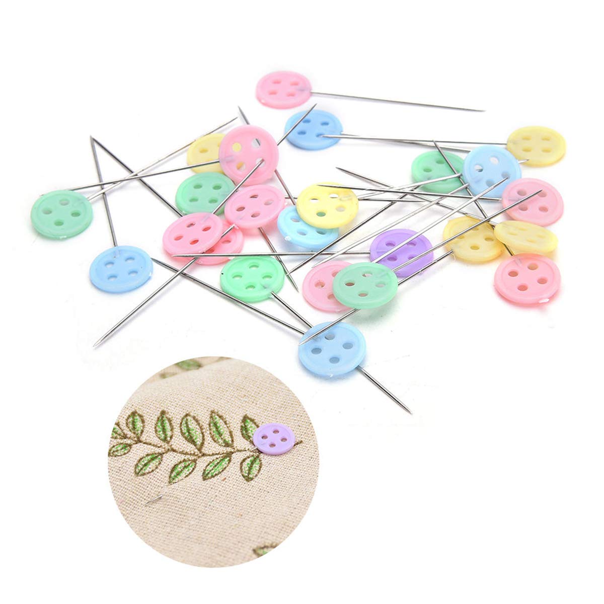 200 alfileres rectos de costura con botones de cabeza plana, para patchwork, accesorios de costura, manualidades