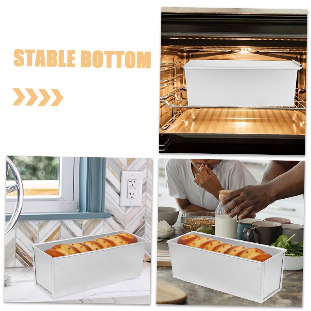 Molde Plata Antiadherente con Tapa Pan de Aleación para Aluminio | Gran Capacidad, Conducción Rápida del Calor, Calentamiento Uniforme, para Hornear Pan en Reuniones Familiares
