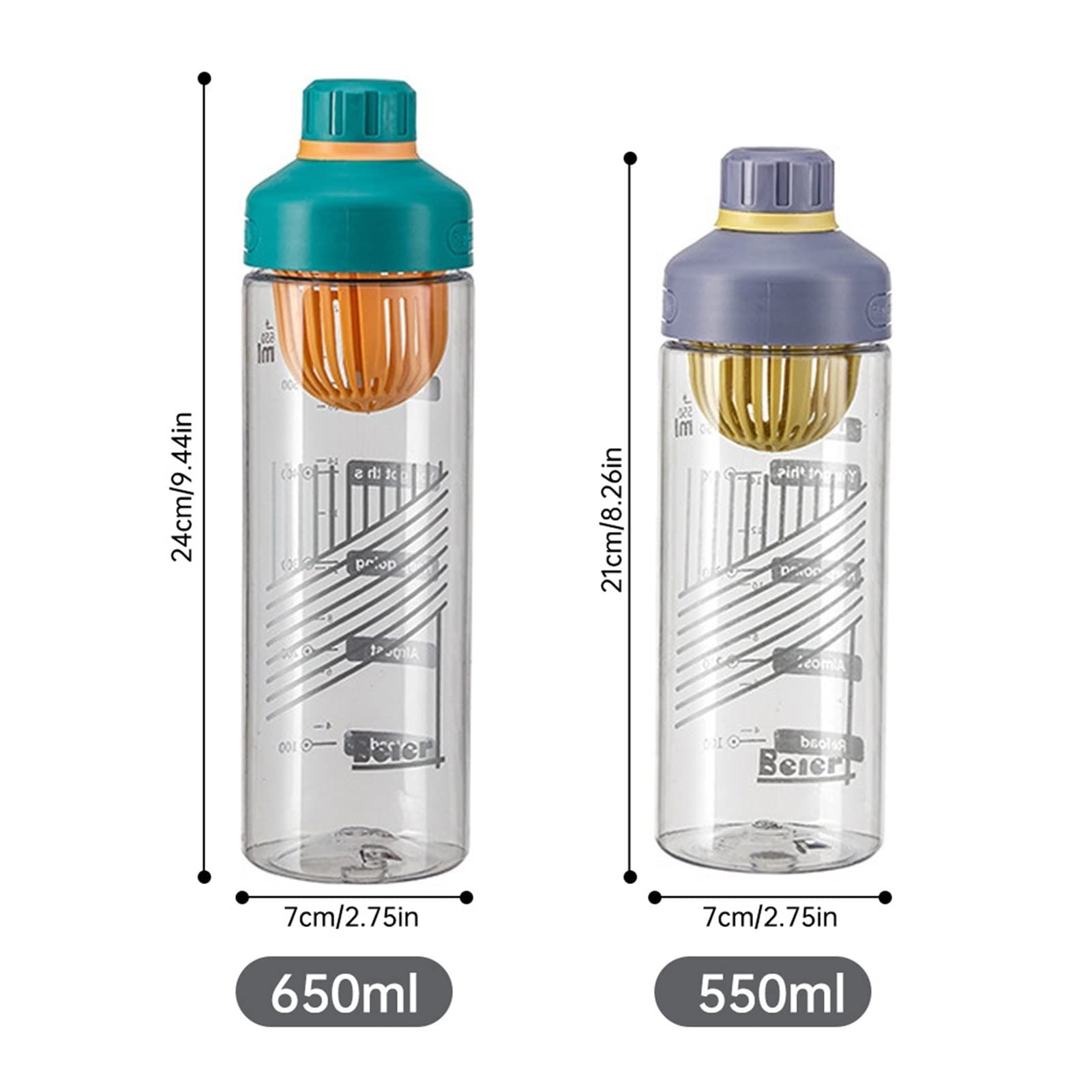 MRKU Bottiglia d'Acqua in plastica per Bere, Portatile, per Sport, tè, caffè, Utensili da Cucina, Bottiglia d'Acqua a Prova di perdite per la Scuola, Bottiglie d'Acqua