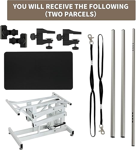 Miniatura 3 de Afqxf Mesa hidráulica de aseo para perros pequeños, medianos y grandes, mesa de aseo para mascotas con brazo superior ajustable y soga, altura