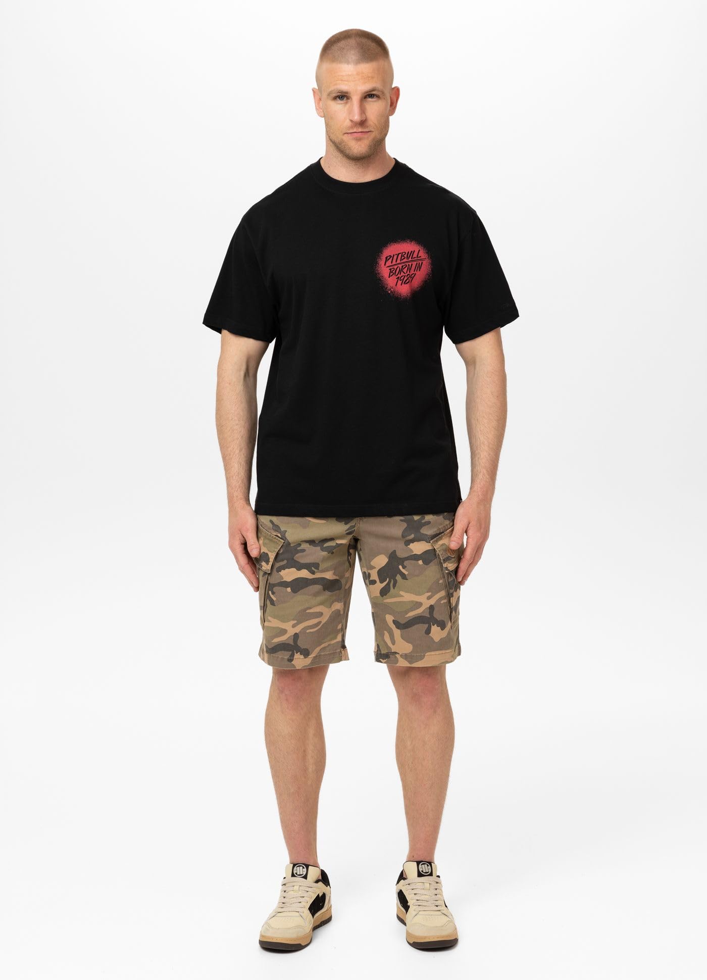 PITBULL - Maglietta da Uomo Oversize con Stampa Graffiti, Cotone 210g, Girocollo, Streetwear, Abbigliamento Casual, Maglietta in Stile Urbano, Maglietta di Cotone