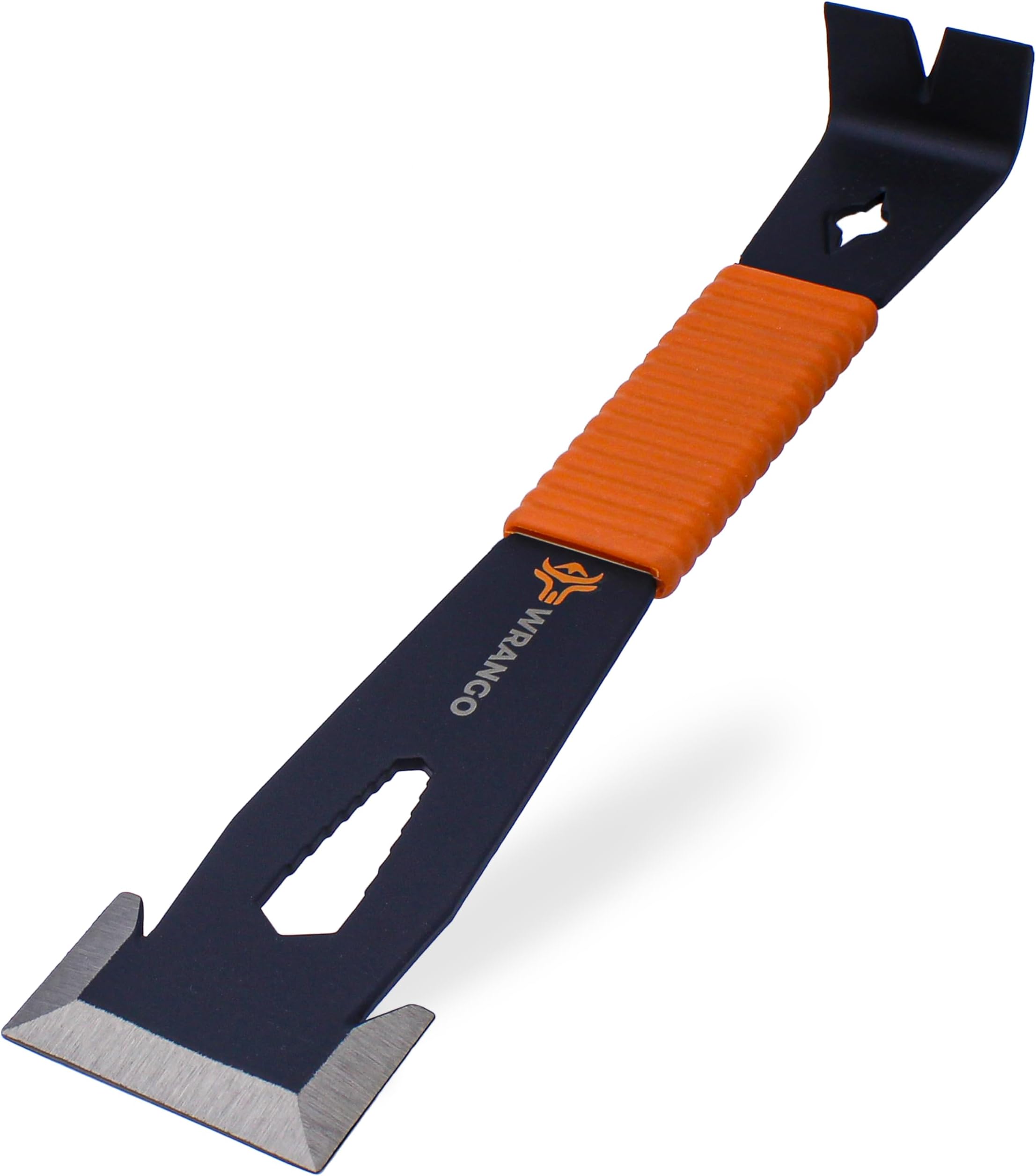 Wrango Tools - 9.5" Trim Bar Pry Bar - Patented Flat Bar Nail Puller with Wide Winged Ends & Shock Absorbing Grip - Lifetime Warranty - 5% Donated To Help Farmers