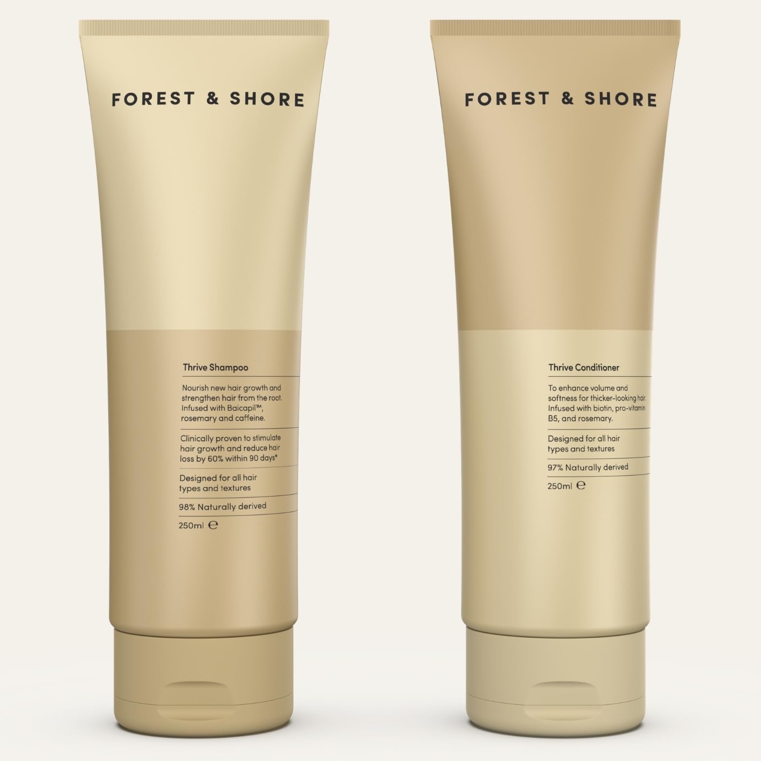 Forest & Shore Shampoo und Conditioner Set für Haarwachstum – Rosmarin Shampoo gegen Haarausfall mit Biotin, Koffein & Baicapil – 98% Natürlich, Sulfatfrei & ohne Silikone – Für Damen & Herren – 500ml