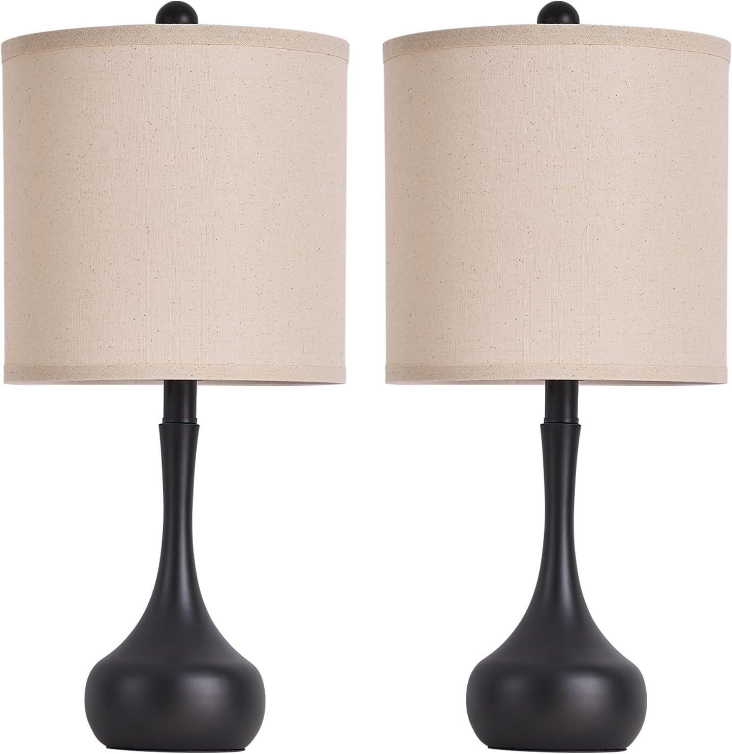 23" Farmhouse Metal Table Lamp Set of 2, Rustic Bedside Lamps for Bedroom, Living Room, Office, Dorm - 3-Way Color Changing, Black, Bulb Included, Home Decor