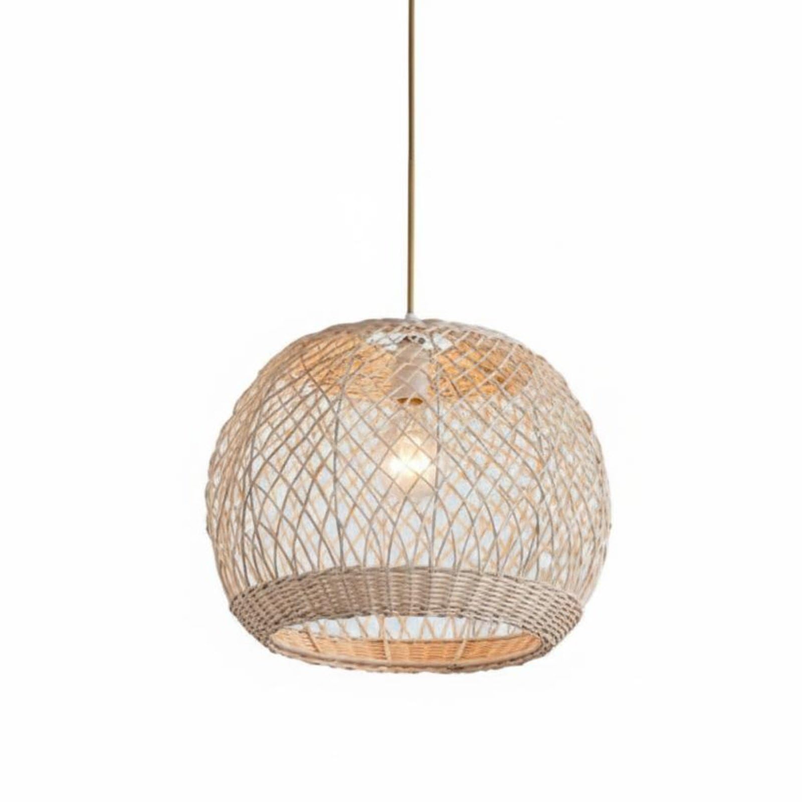 Retro Design Rattan Hanging Lampshade Pastoral Charm Woven Hanging Light Bohemian Design Natural Fiber Lamp Cover for Restaurant, Dining Room, Bedroom, 40-27cm, V | Home & Garden-image-16