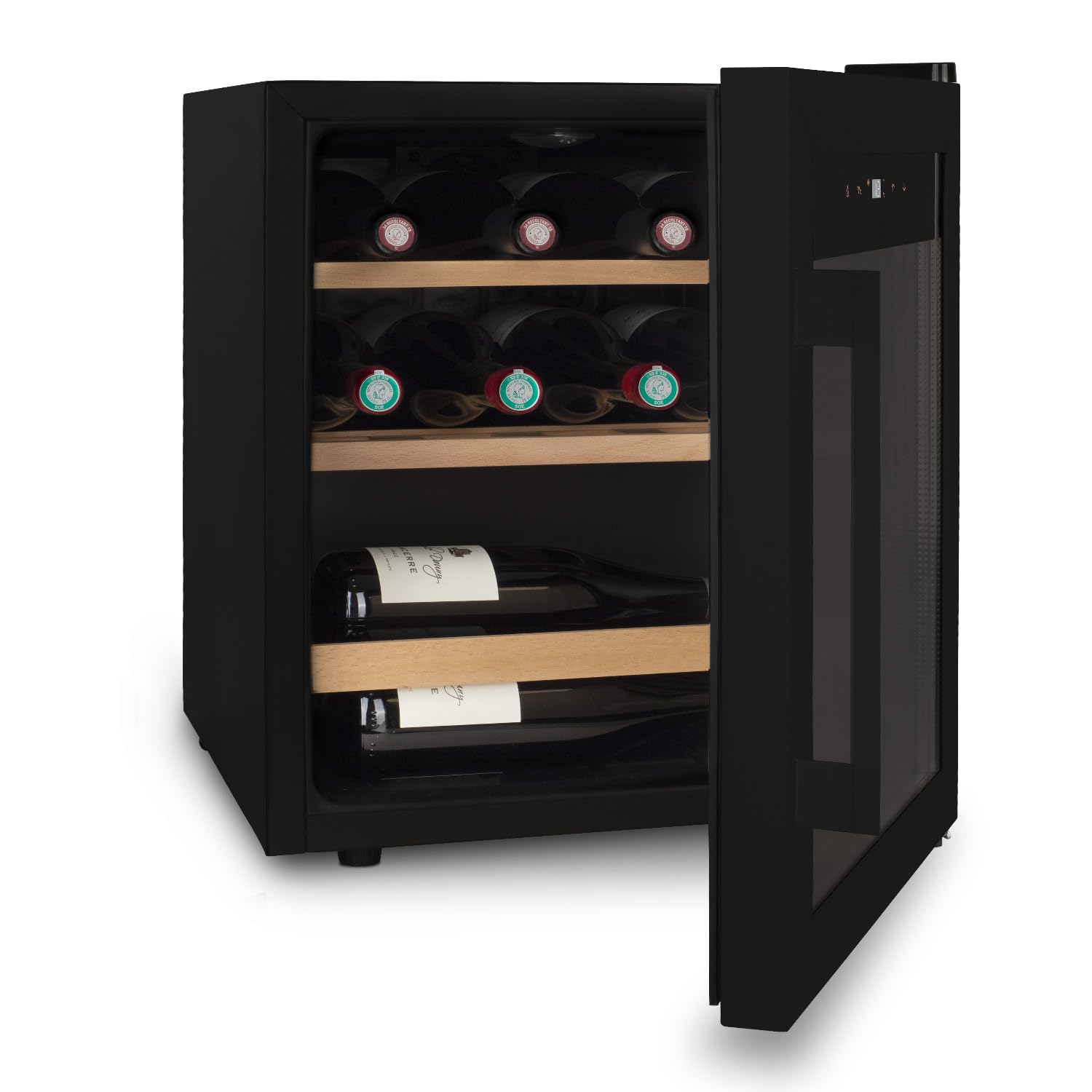 LES PETITS CHAMPS Cantinetta per vino da servizio 15 bottiglie CAVCB15, 46L, 4-18°C, nero