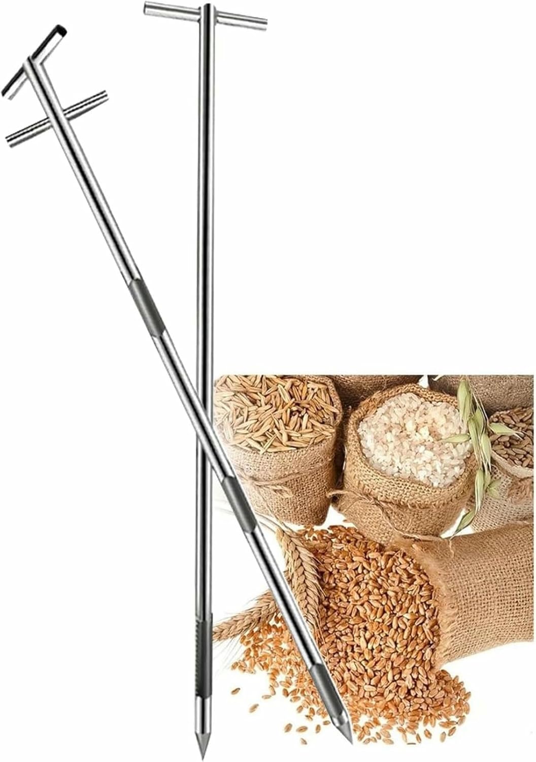 Grain Probe Sampler, Stainless Steel Three Zone Grain - Durable Powder & Testing Probe, Rust-Proof, High-Precision for Laboratory Use