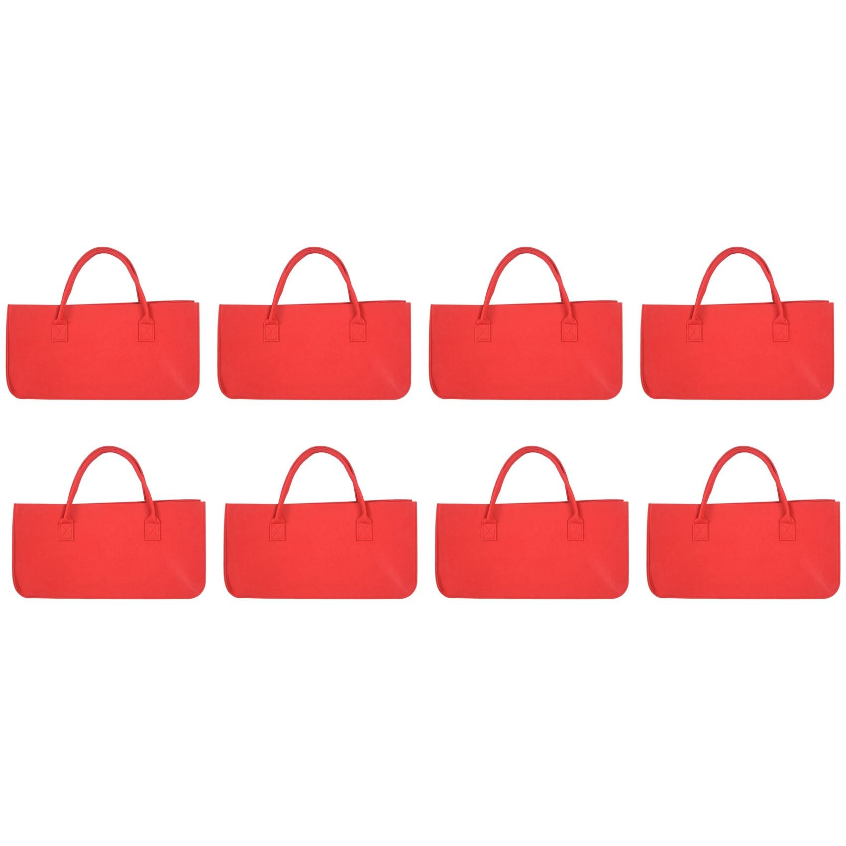 8 x Felt Handbag, Felt Storage Bag, Large Capacity, Lssig Shopping Bag, Red, red