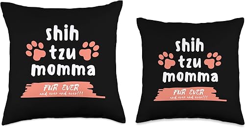 Miniatura 3 de Shih Tzu Momma Fur Ever Designs Shih Tzu Momma Funny Saying for Shihtzu Dog Mom Cute Quote Throw Pillow 18x18 Multicolor