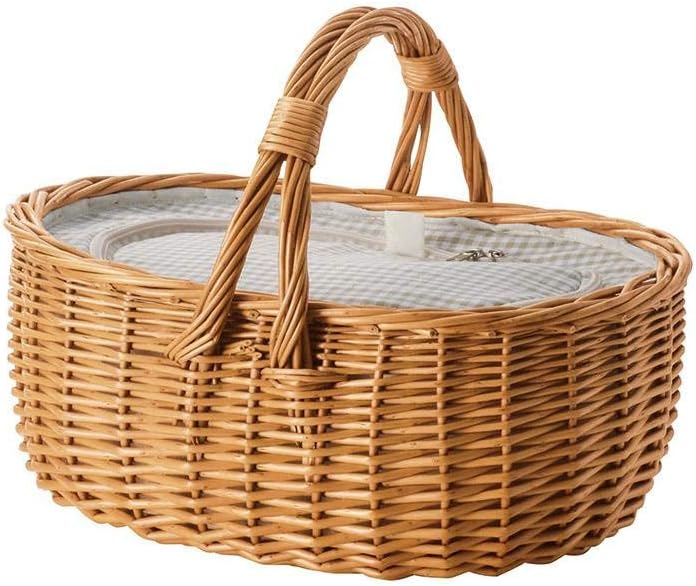 Tidorisangyou Picnic Basket, Beige, W 12.2 x D 9.1 x H 7.3 (25) cm