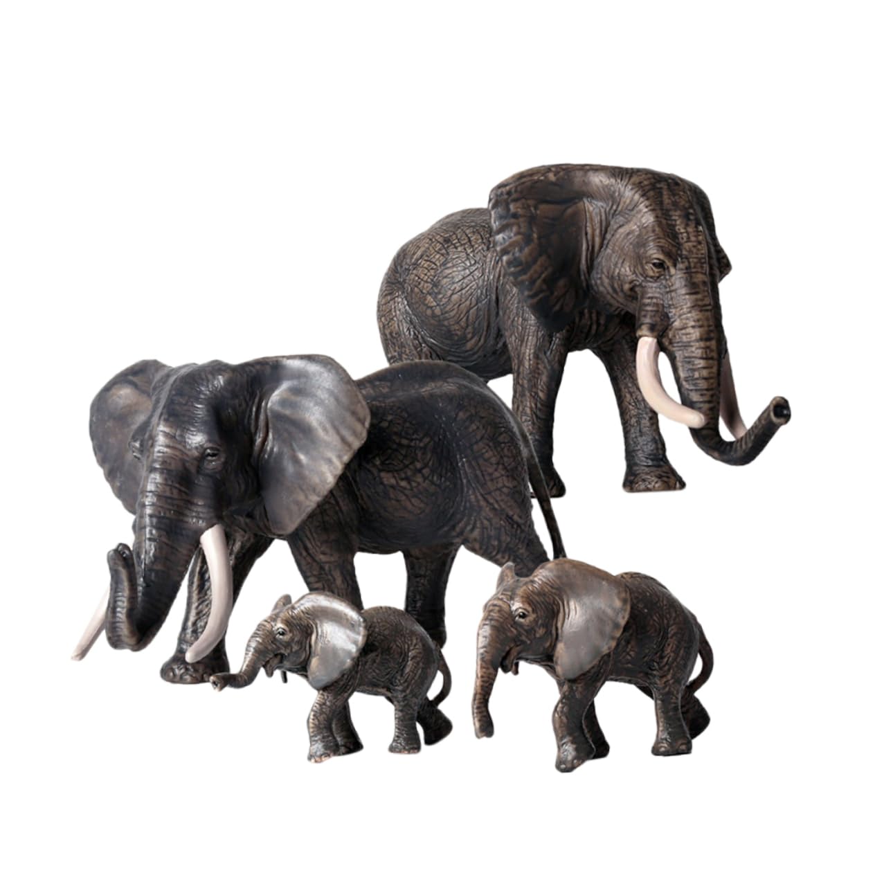 ibasenice Modelo de Elefante Familiar Negro, Juego de 4 Piezas PVC | Figura Animal de Simulación, Diseño Creativo y Realista, para Gabinete u Oficina, Colección Infantil