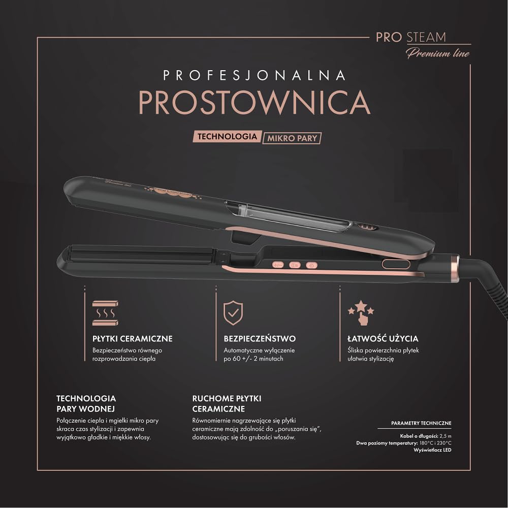 Prostownica Fale Loki Koki Pro Steam Premium Line z technologią pary wodnej