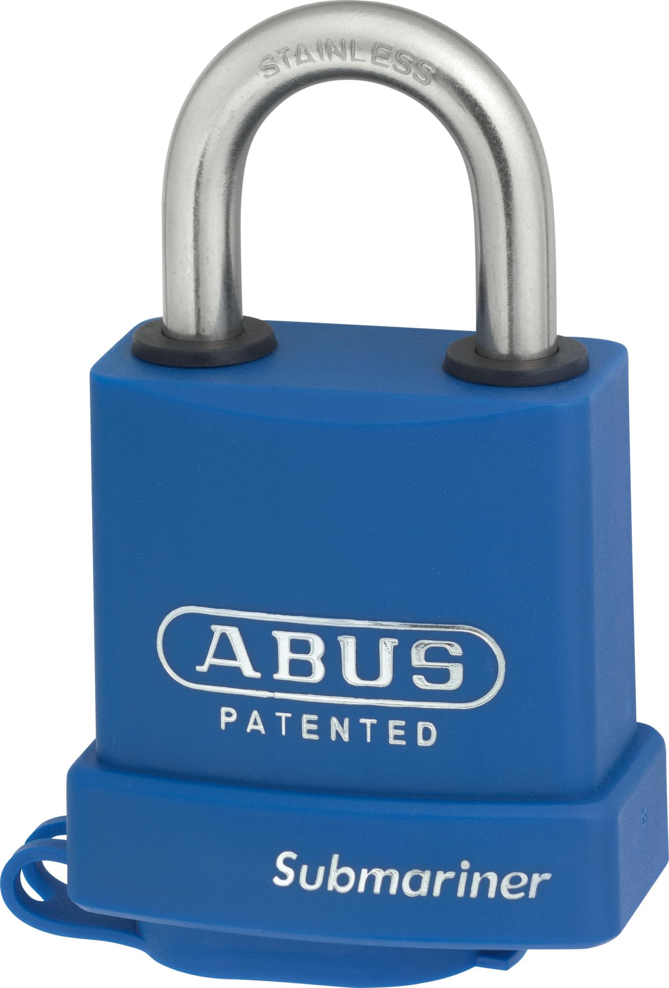 ABUS Vorhängeschloss Submariner 83WPIB/53 - wetterfest - mit rostfreiem Bügel aus gehärtetem Edelstahl - mit Kunststoffummantelung - ABUS-Sicherheitslevel 8 - Blau | Wetterfest, Messing-Schlosskörper, Bügel aus gehärtetem Edelstahl mit Kunststoffummantelu