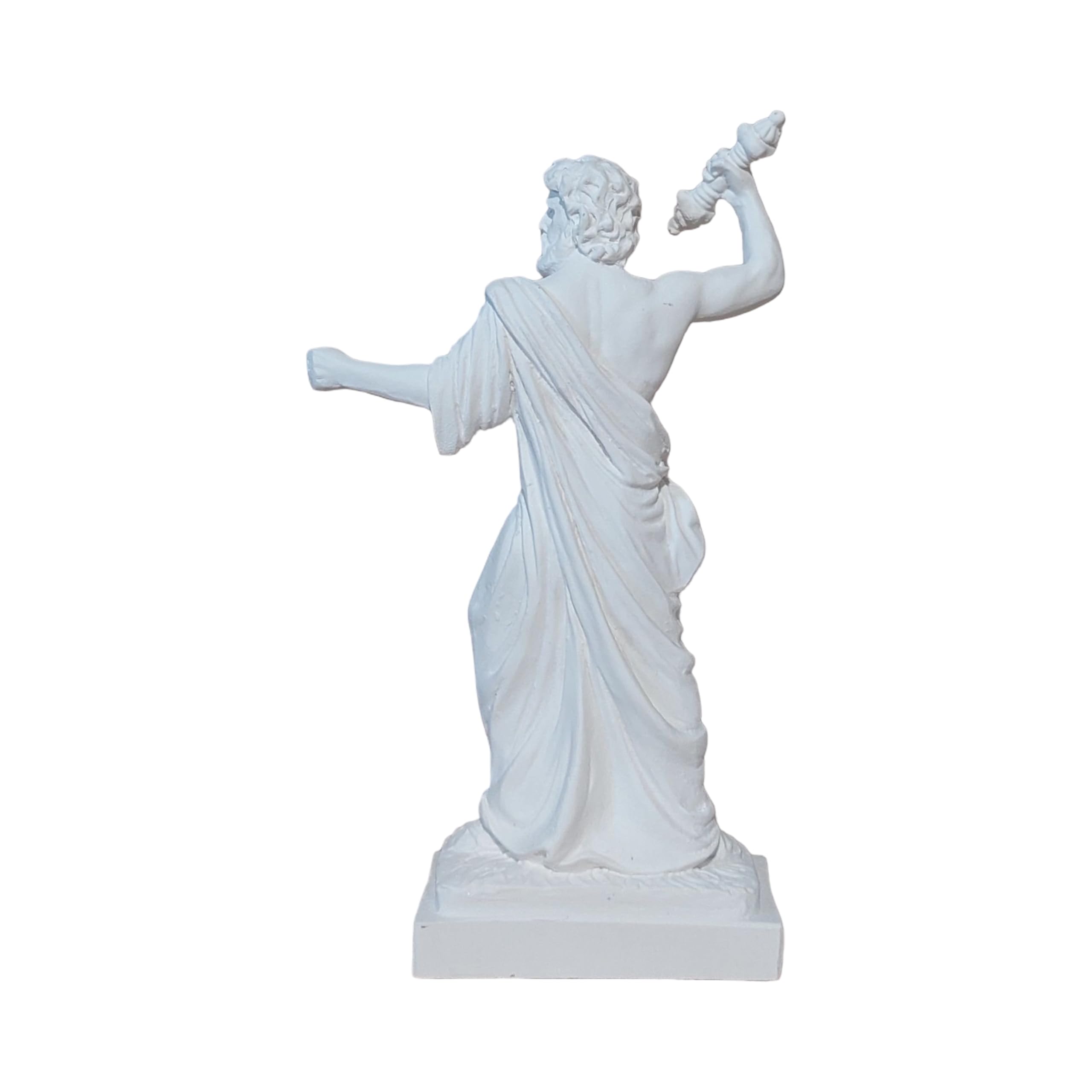 Statua greca del dio Zeus che lancia fulmine in alabastro bianco