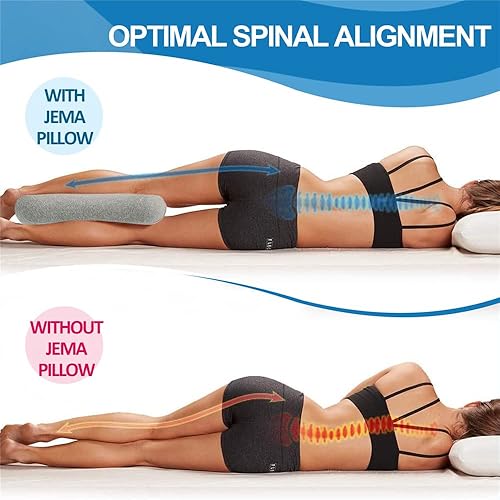 Miniatura 6 de JEMA Almohada de apoyo lumbar de espuma viscoelástica para silla de oficina, automóvil, cama, para aliviar el dolor de espalda baja, ideal como