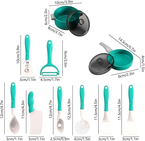 Miniatura 3 de Juego de accesorios de cocina para niños, 22 piezas de juego de cocina para niños con ollas, sartenes, utensilios de cocina, juegos de cocina para