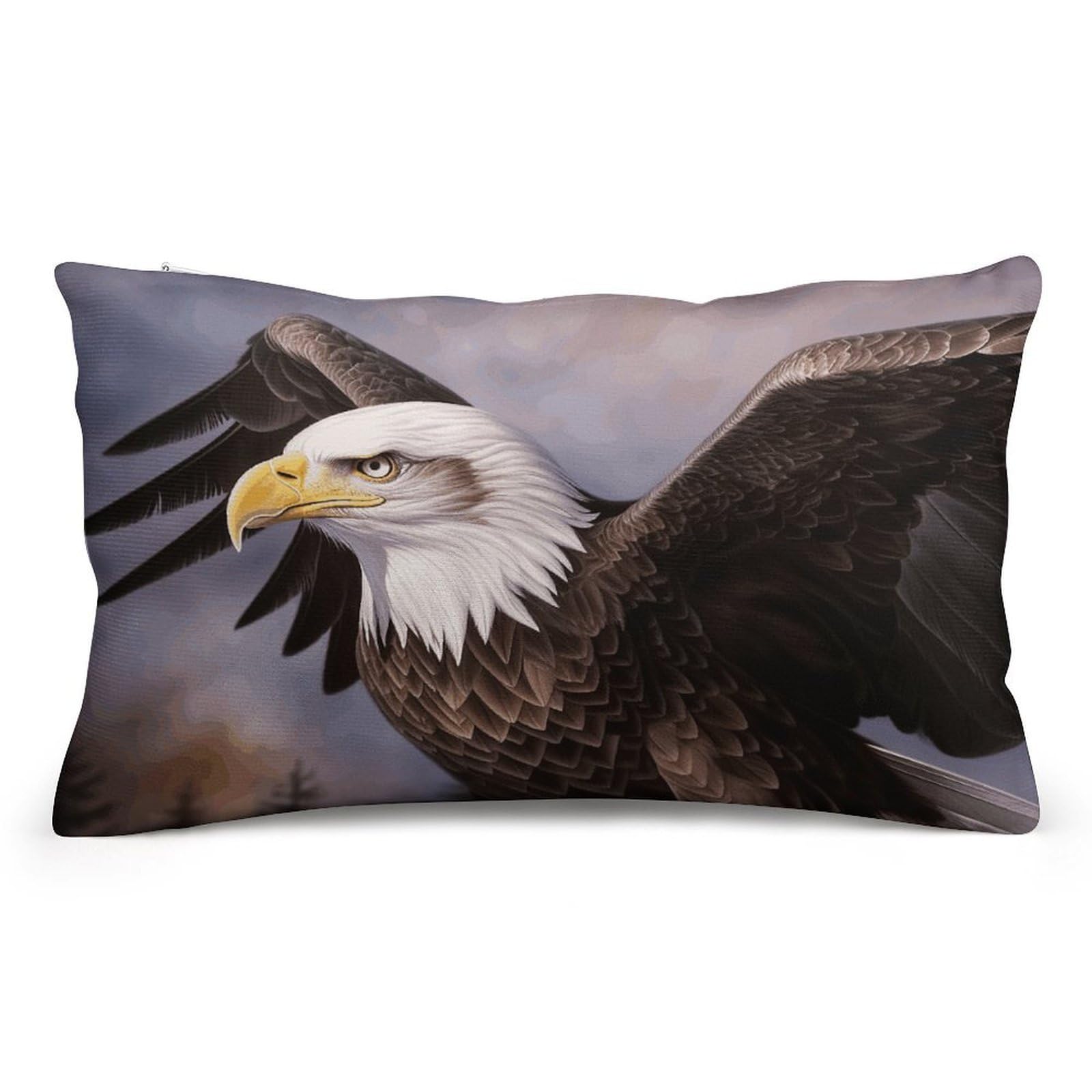 Velvet Pillowcases Standard Size 8"x12", Ultra Soft Breathable Pillow Cases for Bed, Luxury Cozy Fuzzy Pillow Shams, Lumbar Pillow Cover, Bald Eagle Cushion Case Home Decor