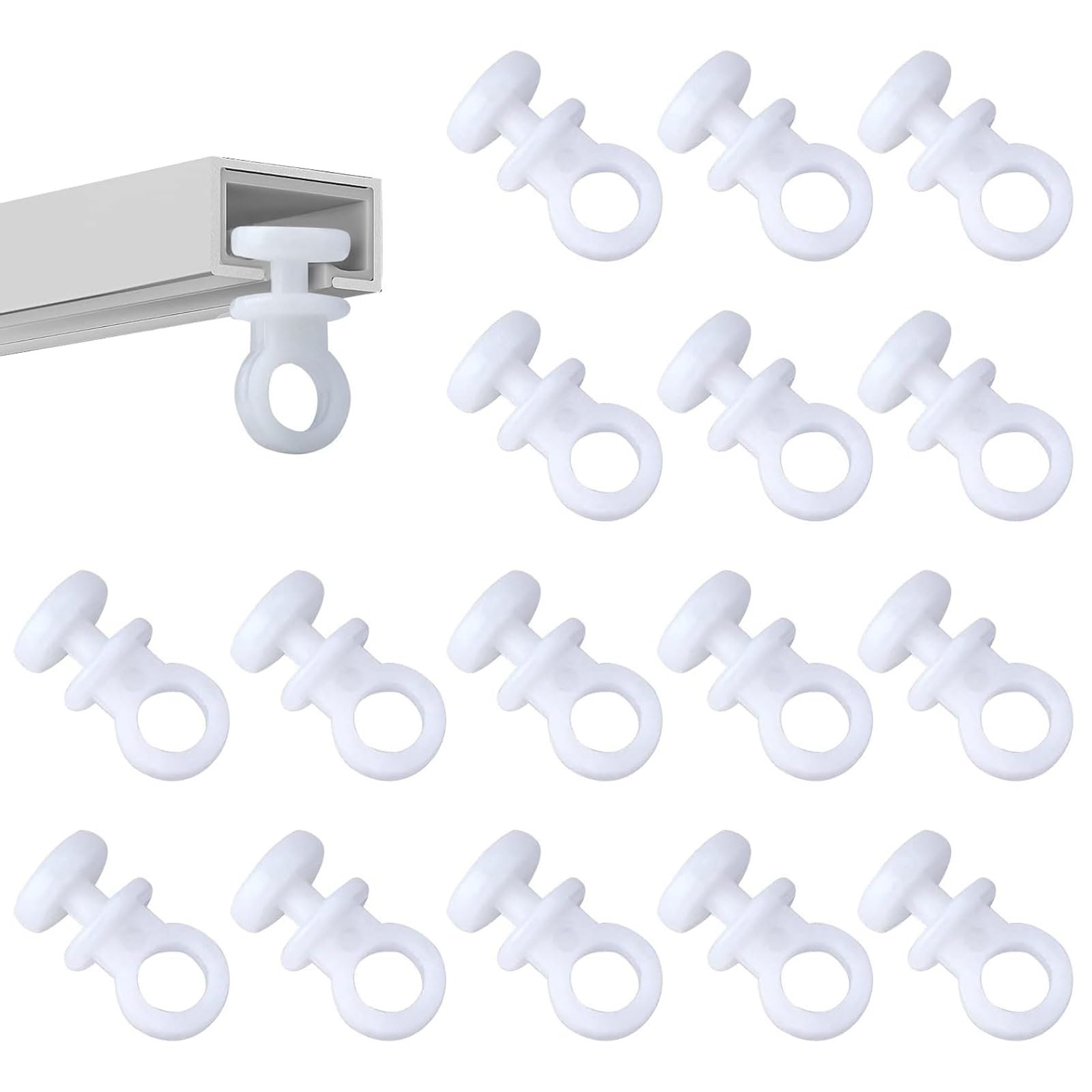 Curtain Plastic Track Clip Buckle, 100Sliders Nylon Hanging Curtain Rail Gliders, Effortless Slider Hook Roller Mechanism for Car, White Multi-use Plastic Hooks for Windows Doors Shower Curtains