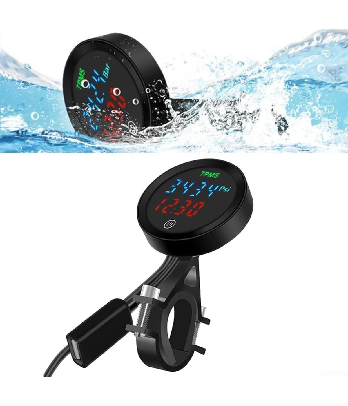 Generisch Sistema de control de presión de neumáticos inalámbrico para motocicleta, TPMS y sensor de presión de neumáticos, con pantalla LCD, adecuado para la mayoría de motocicletas y vehículos