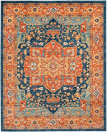 SAFAVIEH Evoke Collection Area Rug - 9' x 12', Blue & Orange, Ori...