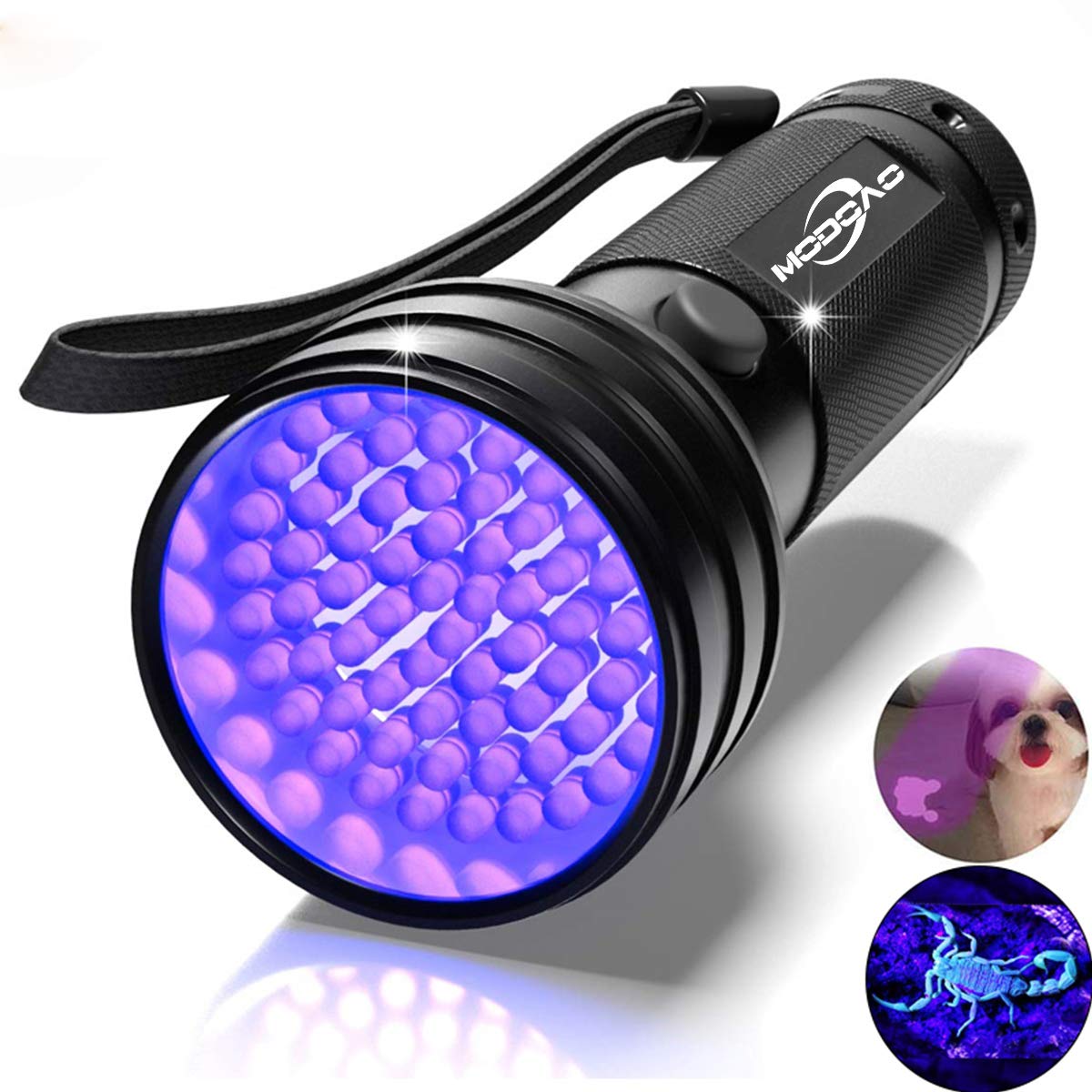 MODOAO UV Torch, UV Flashlight Black Light for Pet Urine Detection, 51 LED Blacklight Detector for Dog Urine, Pet Stains, Bed Bug on Carpet/Rugs/Floor