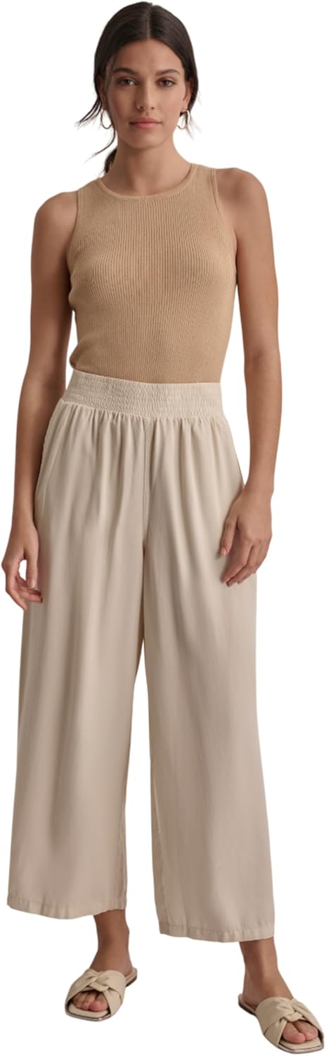 DKNY Women's Smocked Wideleg High Rise Jeans Pant