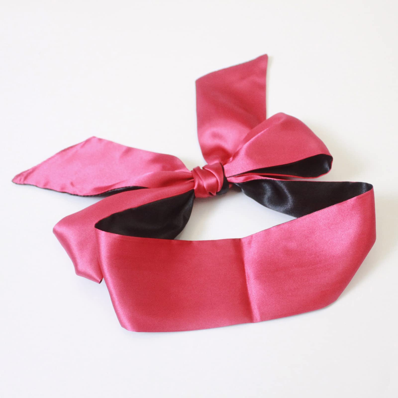 2 Pezzi Maschera di Sonno in Raso Copri Occhi Mascherina per Occhi per Donna e Uomo, Benda Occhi per Viaggio e Dormire - Nero/Rosso