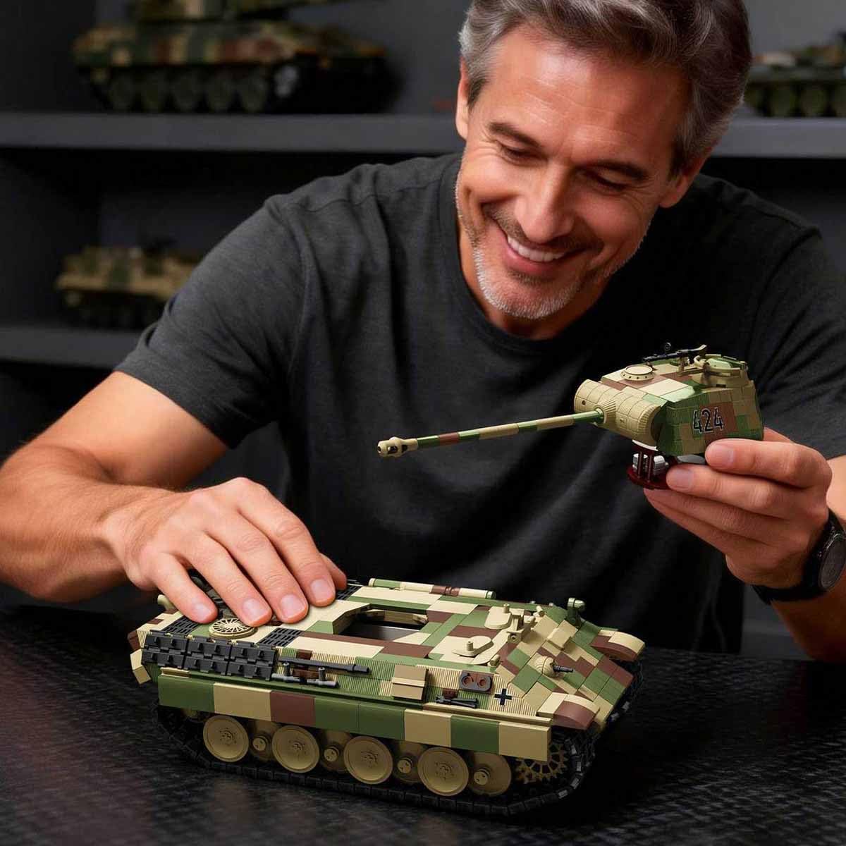 Panther Panzer Bausteine Set, 1675 Teile Militärische Panther Tank Modell Baustein Spielzeug, Bachman Panther Panzer Klemmbausteine, WW2 Militär Fahrzeug Bausteine Spielzeug