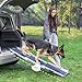 Hunderampe Auto Klappbar- Teleskop Alu Rampe für große Hunde - Stabile Hundetreppe Auto & SUV - rutschfest - Reflektierende Seiten - Hundeleiter Auto - 90kg Belastbarkeit - Befestigungsclip - Blau