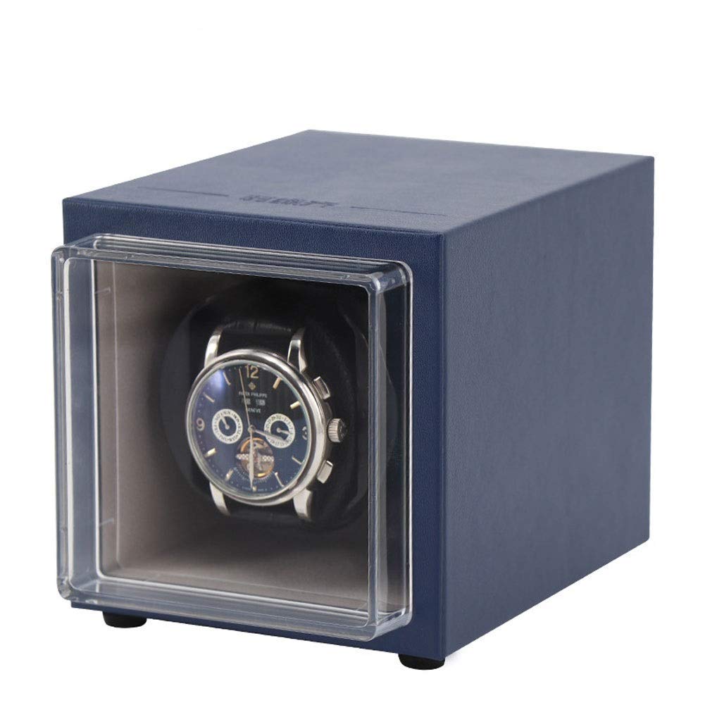 OLSKFUH Watch Watch Winder Box Quiet Motor 5 Rotation Modes 1+0 Watches Storage Case,Blue