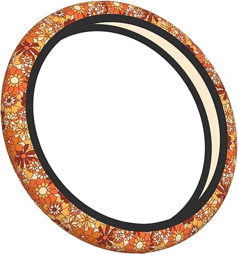 Miniatura 3 de Funda para volante retro con diseño floral bohemio y floral hippie para mujeres, hombres y niñas, accesorios de automóvil, decoración