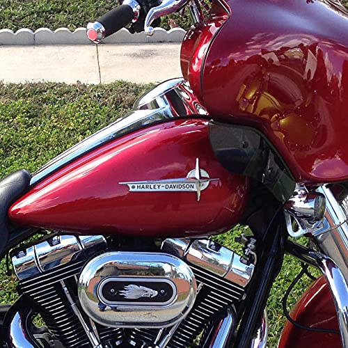 Image of Gas Fuel Tank Emblems Badges Decal Medallions NamePlates Logos Signs Compatible for Harley-Davidson FL & FLH Panhead Touring Softail Dyna 1961-1962 W /Mounting & Screw Vintage Style 61776-61T